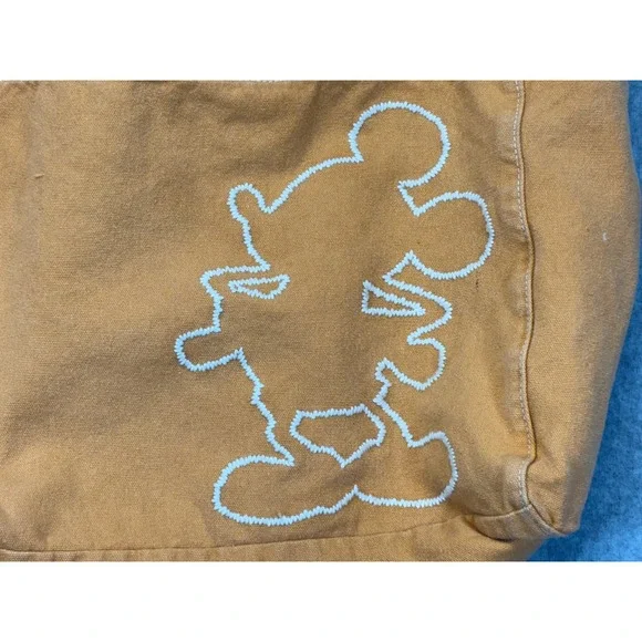 Disneyland Resort Mickey Mouse Canvas Tote Bag Orange Embroidered Large - Picture 3 of 10